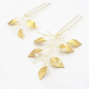 Fashion gold or silver leaves Hair Pins Crystal Hair Jewellery Wedding Bridal Jewelry Hair Accessories