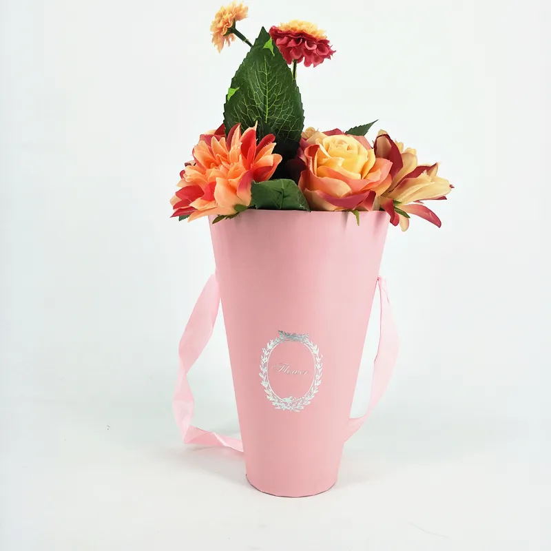 Custom Print Colorful Cone Rose Box Simple Flower Paper Box、Simple Flower Giftボックス