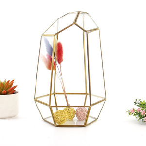 Commercio all'ingrosso di Vetro irregolare oro geometrica Terrario per tavolo di piante succulente planter - Product Image 4