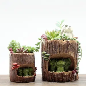 Creativo home desktop decor albero buco cartone animato resina vasi da fiori piante succulente fioriere micro giardino bonsai vasi