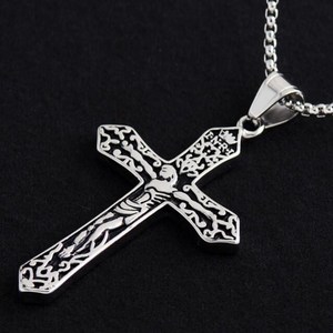 Collier pendentif <span class=keywords><strong>croix</strong></span> de Jésus en acier titane, amulette de <span class=keywords><strong>Christ</strong></span>, <span class=keywords><strong>croix</strong></span> en acier inoxydable, collier pour homme, bijoux religieux - Product Image 3