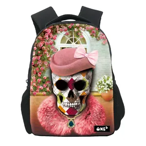 ONE2 Design special skull queen pink school students bag backpack for school children kids