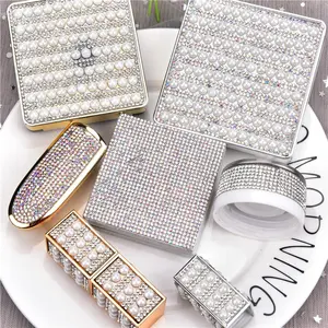 Custom BlingBling crystal rhinestone applique patches sticker for lipstick pipe decorative