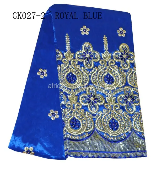 Gk027-2 koyu mavi 2015 yeni Nijerya moda George dantel ipek George dantel kumaş gelinlik