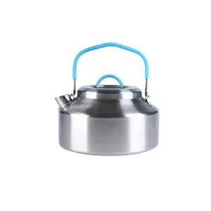 New stainless steel outdoor camping hiking kettle tea pot coffee pot portable with silicone handle supplier