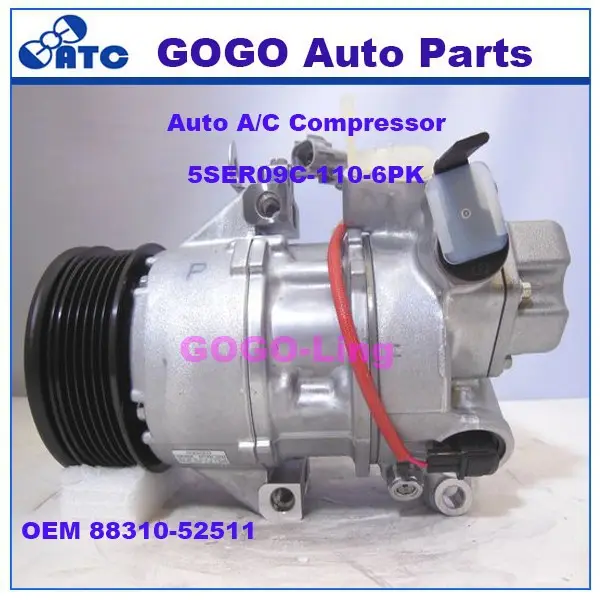 Gogo 5SER09C Auto A/C Compressor Voor Ty Yaris SCP100 Oem: 88310-52511 447190-9140, 447220-9738, 447220-9739, 447260-1780,