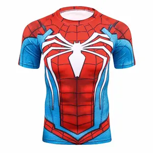 남성 의류 Avengers 마블 슈퍼 영웅 슈퍼맨 남성 남자 티셔츠 3d 인쇄 승화 압축 반팔 탑스