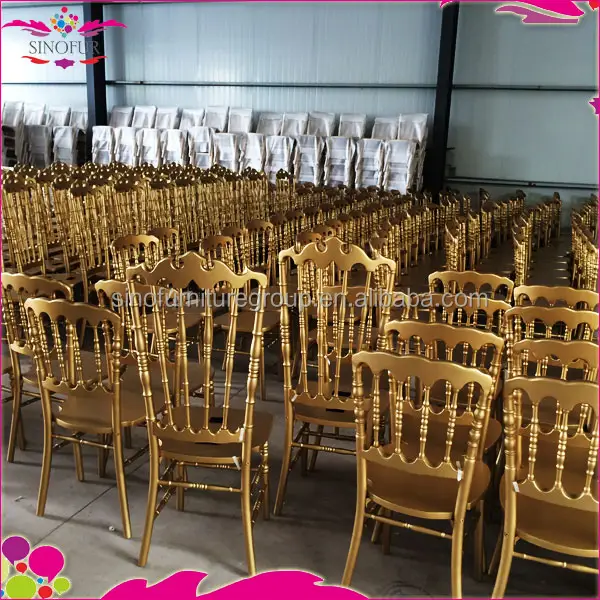 Qingdao Sinofur napolyon düğün altın sandalyeler yastık ile