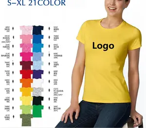 Kaus Wanita Desain Logo OEM Polos, Kaus Oblong Lengan Pendek Musim Panas Wanita