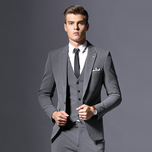 Wholesale light grey coat pant men suit 