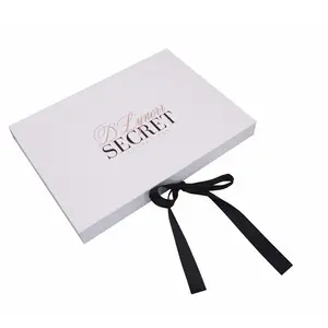 Bianco personalizzato scatola di cartone di imballaggio fatti a mano scialle forma a libro di imballaggio favori di nozze regalo scatola magnete con la decorazione del nastro