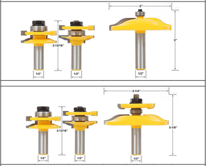 3 cái 1/2 "Shank 1/4 răng Stile & đường sắt lắp ráp lớn lên bảng điều chỉnh Router bits chế biến gỗ phay Cutter Set - Product Image 5
