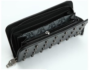 Fashion Long Skeleton Vintage Long PU Leather Purse Clutch Wallet Non-mainstream Punk <strong>Skull</strong> Rivets <strong>Bag</strong> for Men and Women - Product Image 4