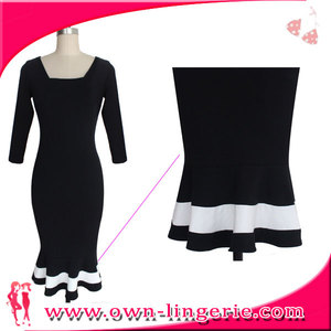 Vestido de REINO UNIDO Elegante Negro Sexy CottonTarde del Partido Vestidos de Las Mujeres Señoras de La Manera Midi Vestidos - Product Image 5