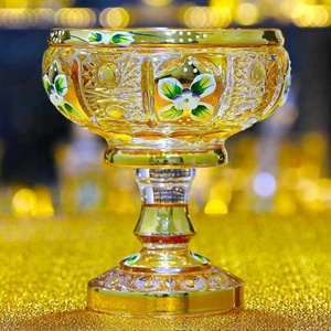 Tigela de vidro com revestimento dourado para frutas, conjunto de 3 peças, venda por atacado. - Product Image 2
