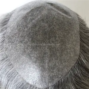 슈퍼 얇은 피부 toupee 회색 머리 8*10 6 인치 보이지 않는 매듭 남자 toupee 추가