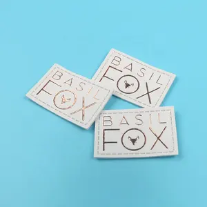 Respetuoso del medio ambiente etiqueta etiquetas de marca Rosa hoja de oro Impresión de Fox Animal Logotipo de cuero de la PU de parches para ropa
