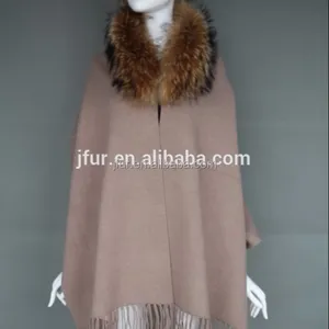 Invierno chal de lana Cuello de piel poncho nuevo estilo chal