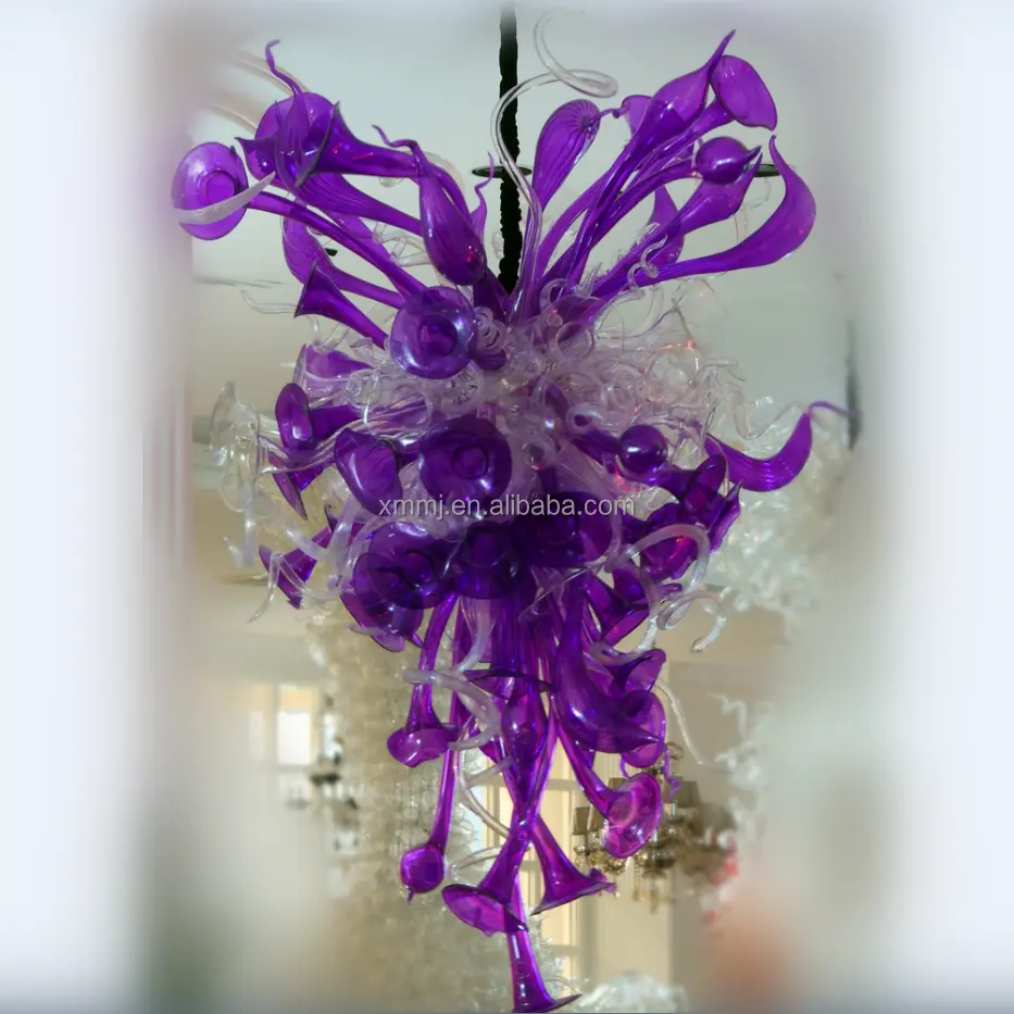 手吹きガラス素材シャンデリア吊り蓮の花クリスタルライト