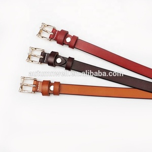 Cintura da <span class=keywords><strong>Donna</strong></span> in Vera Pelle alla Moda con Fibbia in Lega Metallica, Larghezza 1,8 cm, Cintura <span class=keywords><strong>di</strong></span> <span class=keywords><strong>Marca</strong></span> Designer Famosa - Product Image 4