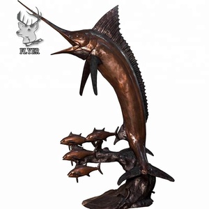 屋外ガーデン金属彫刻キャストブロンズ動物魚像
