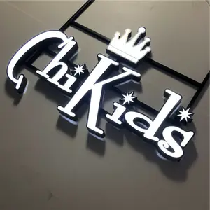 Sinal de letras acrílica 3d personalizado, aço inoxidável, sinal led, sinal para nome da empresa