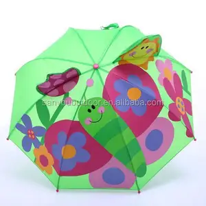 Günstige bunte niedliche 3D kreative Modell Ohr Kinder Regenschirm Kind Schmetterling Muster Regenschirm Sonnenschirm für Kinder
