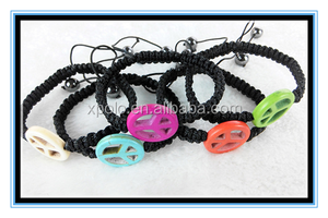 2015 de la turquesa del encanto de la paz pulsera tejida pulsera hechos a mano precio <span class=keywords><strong>venta</strong></span> al por mayor - Product Image 1
