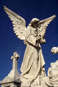 Statua di Angelo Femminile in <span class=keywords><strong>Pietra</strong></span> Accanto al Tombo Scultura in Marmo per Cimitero - Product Image 5