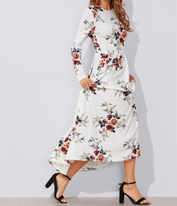 Robes en mousseline de soie blanches décontractées à la mode <span class=keywords><strong>pour</strong></span> femmes, coupe évasée, manches longues, <span class=keywords><strong>2022</strong></span> - Product Image 4