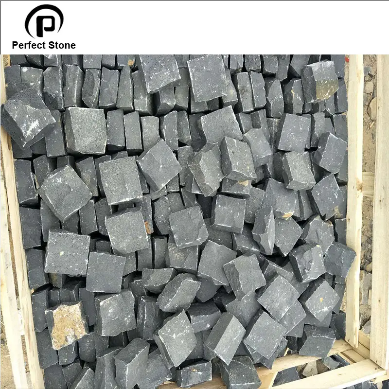 Black cobblestone granite for sidewalk stone natural g684 cobbles