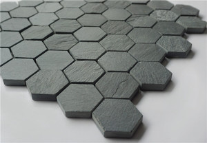 Honeycomb Hexagon Shaped <strong>Mosaic</strong> Marble Material Black <strong>Tiles</strong> <strong>Slate</strong> - Product Image 5