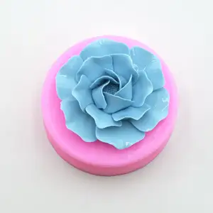 Camellia Cetakan Kue Fondant Silikon, Cetakan Silikon DIY Alat Panggang Bunga Buatan Tangan, Cetakan Sabun Permen Coklat