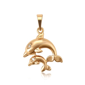 34502 xuping Bijoux Plaqué Or 18k Double Dauphin Forme Animal, Pendentif Tempéramental - Product Image 1