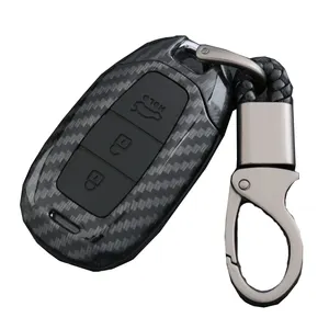 ABS Carbon Fiber Silicone Cho Hyundai KONA Encino 2018 Xe Key Trường Hợp 3 Nút Thông Minh Từ Xa Key Fob Bìa Protector