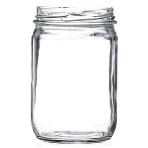 12 oz/16 oz Chiaro Rotondo di <span class=keywords><strong>Vetro</strong></span> Barattolo di Economia, Lug Foderato Oro Pulsante di Chiusura In Metallo-Vuoto - Product Image 2