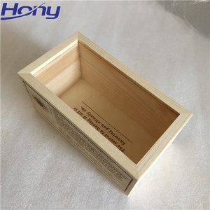 Small Pine Storage Crate Container Wooden Display Box with Sliding Transparency Lid Gift Jewelry Box for Christmas,Wedding,Party - Product Image 3