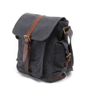 Bolso de hombro de cuero Retro a la moda para <span class=keywords><strong>hombre</strong></span>, bolso cruzado informal de cien lona, decoración de cinturón, bolso de mensajero - Product Image 1