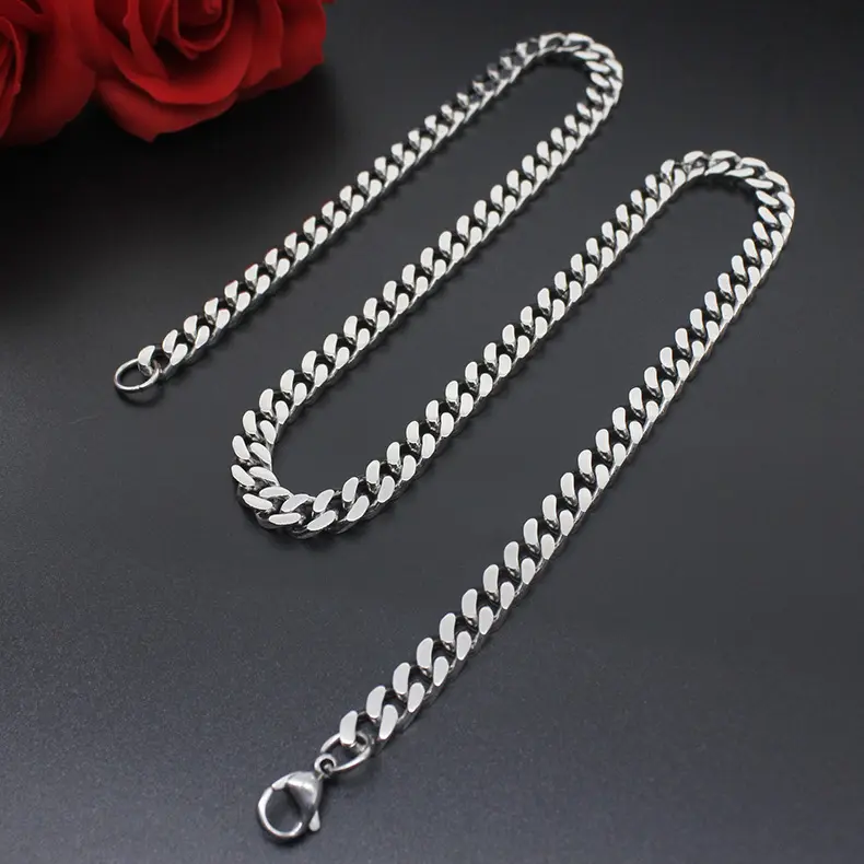 Stainless Steel Chain Necklace for Man Women Curb Link Titanium Chain