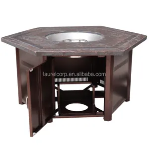 Dual Table Gas Fire Pit with Radiant Heater for foot warming