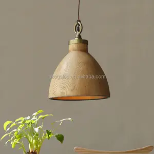 Vintage Art Antique Factory Wrought Raw Material Wooden Pendant Lights Simple Cone Feature Restaurant Bar E27 Lights for Nordic