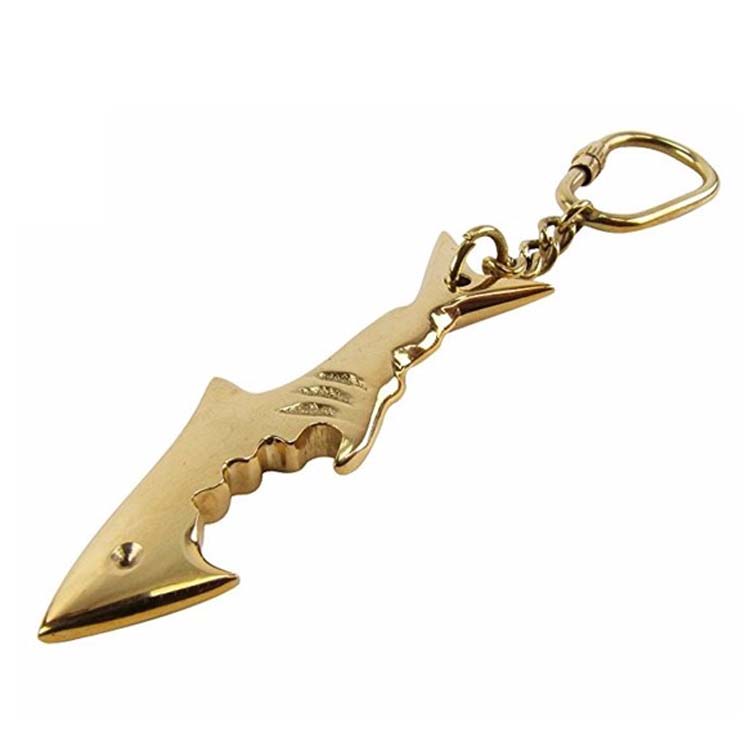 Wholesale Plating Gold Bottle Opener Key Chain Fish Shape Bottle Opener