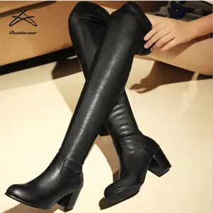 Bottines pour femmes Bottines en cuir italien Bottines en daim pour femmes Chaussures à genoux - Product Image 1