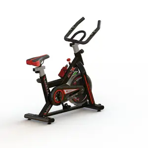 室内单车自行车皮带驱动固定式自行车健身车，带液晶显示器，用于家庭有氧运动自行车训练-黑色