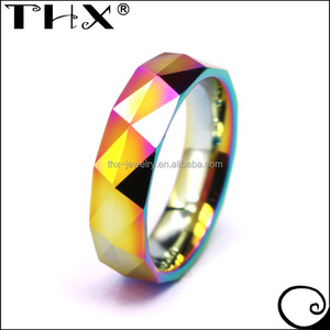 Clásico 6mm diamantes facetas corte de tungsteno de <span class=keywords><strong>Gay</strong></span> Lala promesa anillos de banda Arco Iris, anillo de boda - Product Image 3