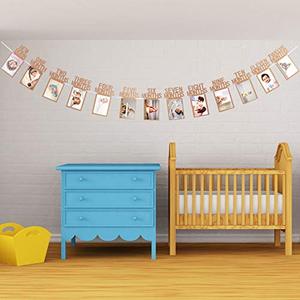 Cartel de foto de bebé de 1er cumpleaños para recién nacido a 12 meses, evento mensual, guirnalda de banderines de fotografía, celebración de primer cumpleaños - Product Image 4