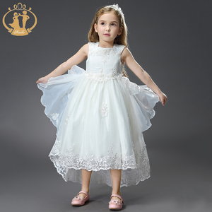 Vestido de fiesta de princesa bella de diseño clásico europeo para niños, traje de baile de encaje marfil, para Noche de cumpleaños - Product Image 2