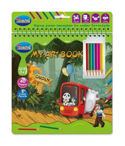 Chine fabrication art magique pour enfants couleur livre de peinture avec 6 crayons de couleur