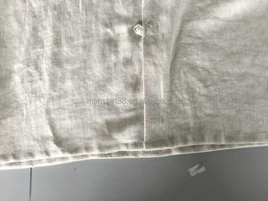 Beige Lino cuello mandarín especial ojal para hombre casual cáñamo vestido camisas - Product Image 3