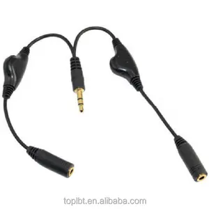 Venta al por mayor control de volumen y micrófono cable plano AUX Jack 3,5mm cable de audio